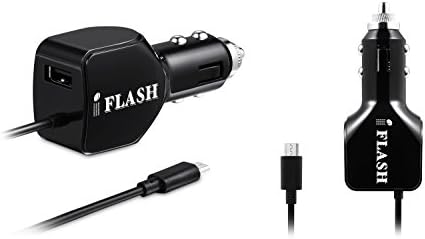 iFlash 24W / 2.4 + 2.4 A (4.8 EGY max) Hordozható Dual Port USB Autós Töltő, Beépített Micro USB Kábel Kompatibilis a Samsung