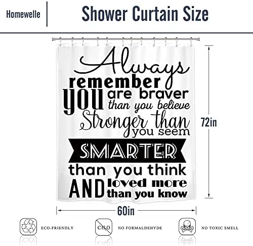 Homewelle Fekete-Fehér Inspiráló Motivációs Pozitív Idézetek zuhanyfüggöny Fürdőszobai Vicces Gyerekek 60Wx72L Hüvelyk Családi