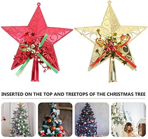2db 20cm Műanyag karácsonyfa Csillag Topper Csillogó karácsonyfa Dekoráció, Dísztárgyak (1db Vörös, 1db Arany) Karácsonyi