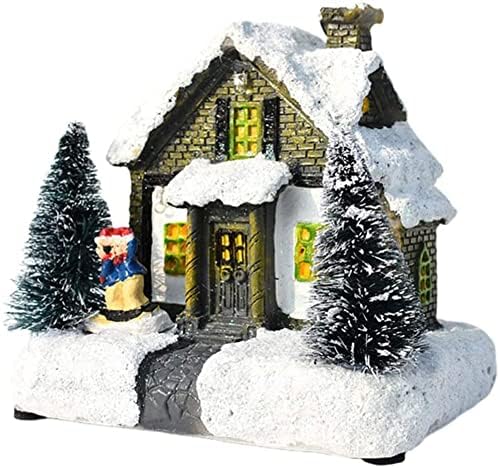 WLKQ Karácsonyi Világító Ház LED világít Falu Karácsonyi Dekoráció Gyanta Faház, Házikó Modell Lógó Díszek a karácsonyfa