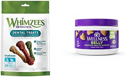 Whimzees által Wellness Brushzees Természetes Fogászati Rág a Kutya, Kicsi Fajta, 24 Szám + Wellness Emésztőrendszer Egészségét