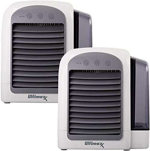 Ultimaxx 2 Pack - VEZETÉK nélküli, Hordozható Mini légkondícionáló, 3 Sebesség - Személyes Légkondicionáló Hűtő Ventilátor