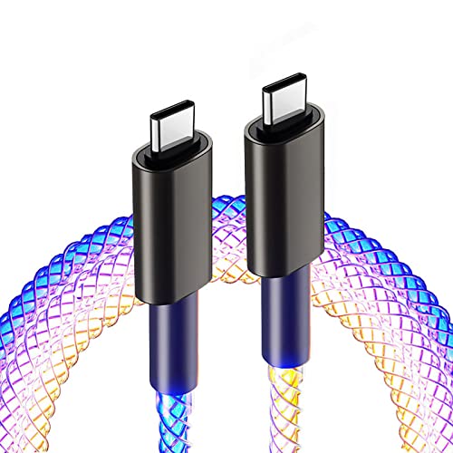 MOSHOU Izzó töltőkábel 3Ft, RGB Fény Fokozatos Világító USB-C-USB C, 66W Alumínium Shell LED Gyors Töltés Vezeték Izzó, Kábel,
