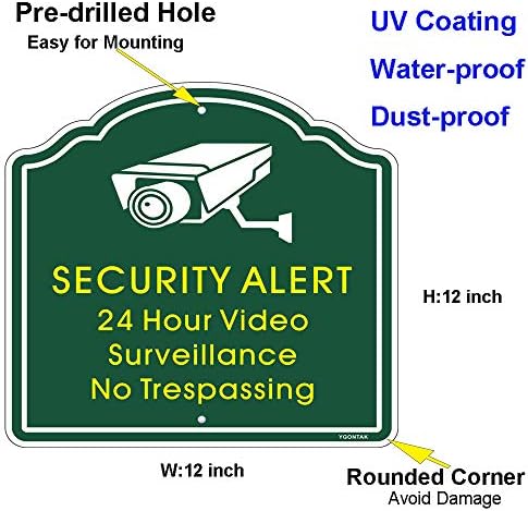 2db 24 Órás Videó Megfigyelő Waring Fényvisszaverő Tábla tilos Táblát Biztonsági Figyelmeztetés 12x12 inch Alumínium Ötvözet