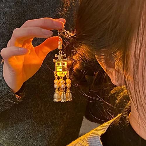 Lámpás, Fény Tassel Hajtű Kínai Tekercselt Haj Antik Haj-Pin Vintage Haj Stick Bojtos Haj Kiegészítők, Női(M)