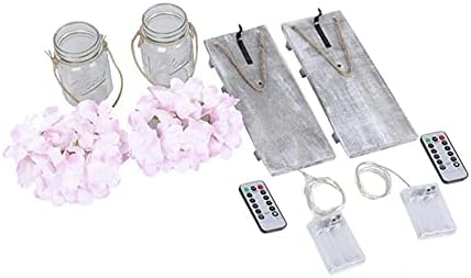 MaoTopCom Romantikus Befőttesüvegben Falikarok a Távvezérlő Fali Dekor Készlet 2, Meleg Fehér LED Tündér Fények, Rózsaszín