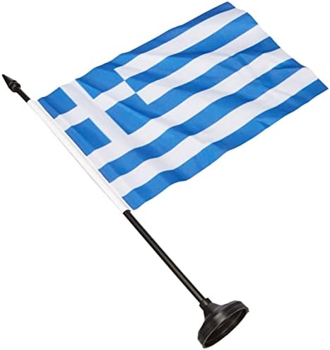 AZ ZÁSZLÓ Görögország Táblázat Zászló 5 x 8 - görög Asztal Zászló 21 x 14 cm - es, Fekete Műanyag pálca, Bázis