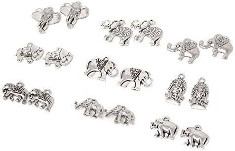Honbay 18PCS 9 Stílusok Antik Ezüst Ötvözet Elefánt Állat Medálok Medál Gyöngy Varázsa Ékszerek Készítése, vagy DIY Kézművesség