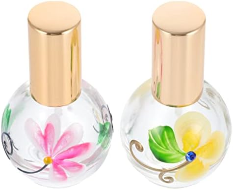 KALLORY Üveg Permetező Üveget, 2DB Üveg Üres Üveg Parfüm, illóolaj Parfüm Spray-Üveg Kerek Parfümös Üveg Virág, Dekoráció,