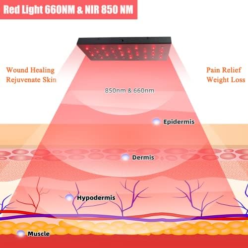 Naviocean Infravörös Vörös Fény Terápia Lámpa állvánnyal 35-67Állítható Magasság Piros NIR LED Készülék Időzítő Közeli Infravörös