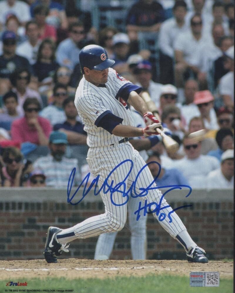 Ryne Sandberg Chicago Cubs Tri Star Holo Aláírt 8x10 Fotó - Dedikált MLB Fotók