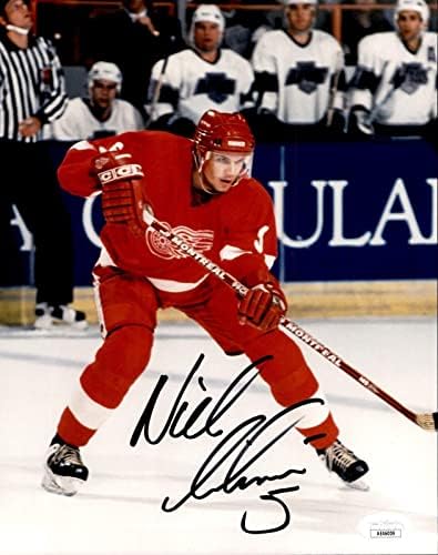 Nicklas Lidstrom Aláírt Detroit Red Wings Photofile 8x10 Fotó SZÖVETSÉG COA - Dedikált NHL-Fotók