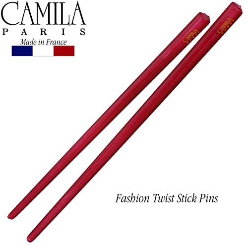 Camila Párizs CP3178 francia Csavar Stick Haj-Pin-kódot, 2 Piros, Lányok Pálcika hajcsatot a Spirál fejtetőre fésült frizura,