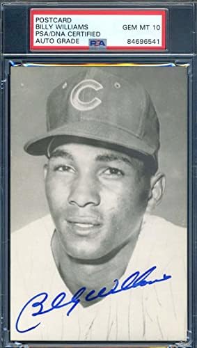 Billy Williams Gem Menta 10 PSA DNS-Coa Aláírt Fotó Képeslap Chicago Cubs Autogramot