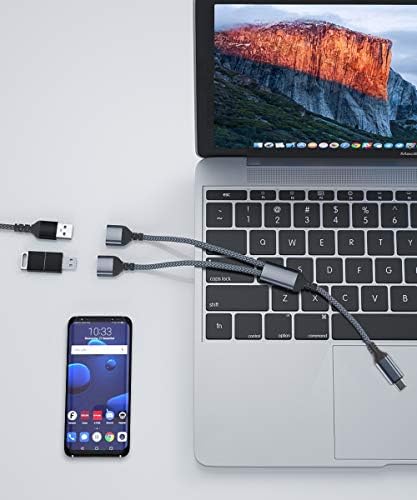 Basesailor USB-Férfi C-Dual USB-Női Kábel Adapter 3.3 FT,Thunderbolt 3 Dupla Típusú 2.0 OTG Elosztó Kábel Átalakító MacBook,iPad