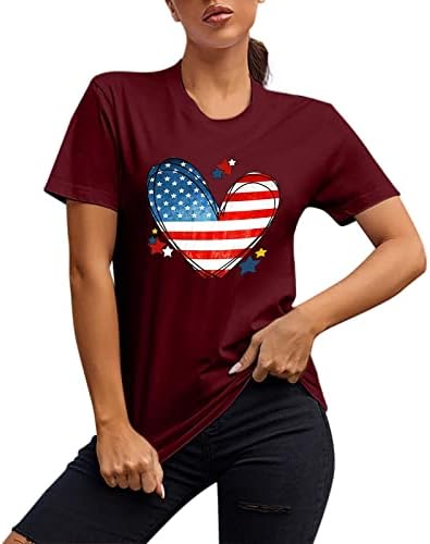 Július 4-én Tshirts Pólók Női Rövid Ujjú O Nyakú Tunika Maximum Amerikai Zászló Csíkos Tie-Dye Hazafias Pólók Felsők