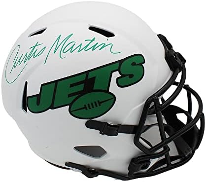 Curtis Martin Aláírt New York Jets Sebesség Teljes Méret Hold NFL Sisak - Dedikált NFL Sisak