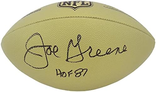 Joe Greene Aláírt Wilson Herceg Arany Metál NFL Teljes Méret Replika Labdarúgó w/HOF'87 - Dedikált Focilabda