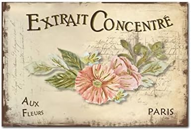 Extrait Concentré Aux Fleurs Fa Alá Retro Klasszikus francia Orchidea Virág Falon Emléktábla Botanikai Mű, Fali Dekor Lóg