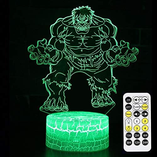 Hulk Fiúk Játékok, Ajándékok, QIKI 3D-s Illúzió Lámpa Ajándékok Szoba Dekor Gyerekszobába, Király Marvel-Játékok, Születésnapi