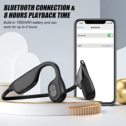 Tonfarb csontvezetéses Fejhallgató, Bluetooth Nyitott Fül Vezeték nélküli Úszás Fülhallgató, Vízálló MP3 Fejhallgató Beépített