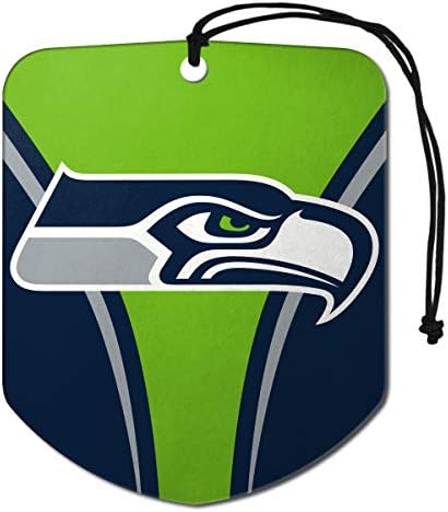 FANMATS 61586 NFL Seattle Seahawks Lógó Autó Illatosító, 2 Csomag, Fekete Jég Illat, Szag Eliminator, Pajzs Design Team Logo