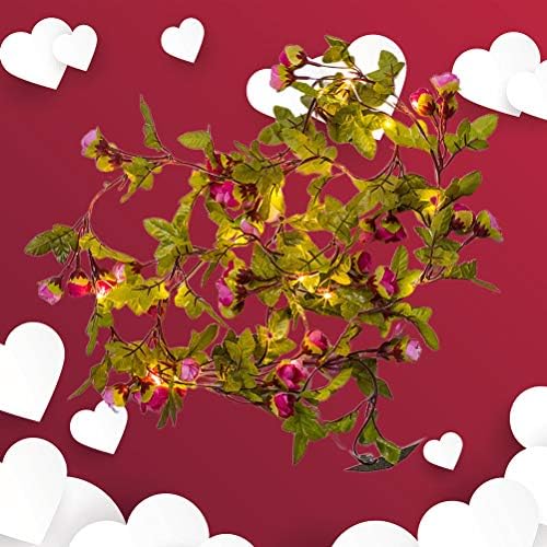 KESYOO 2.2 M Gyönyörű Rózsa Virág String Fény Simulative Rattan Dekoratív tündérfény az Esküvő Party Fesztivál (Akkumulátor