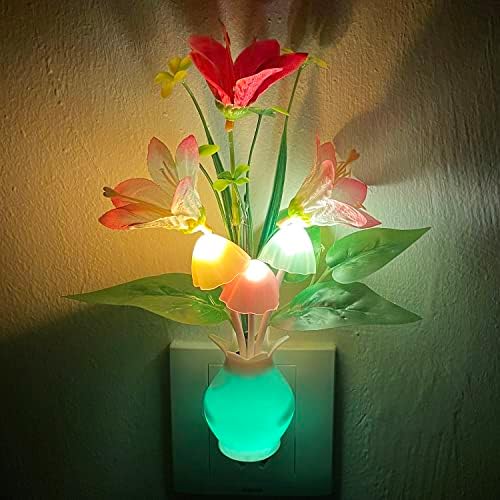 Plug-in Éjszakai Fény Automatikus fényérzékelő, RGB LED Gomba Éjszakai Fény Fal Alapú Virág Lámpa 1W Energia Hatékony Óvoda