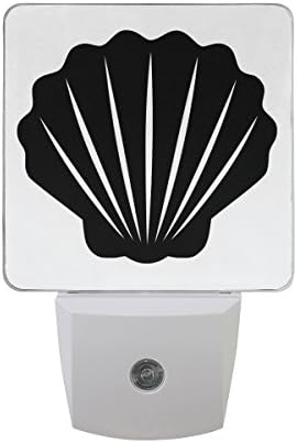 Naanle Készlet 2 Fekete-Fehér Kagyló, Kagyló Rajzfilmfigura Tengeri Tengeri Kagyló Automatikus Érzékelő LED Alkonyat Hajnal
