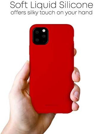 GOOSPERY Folyékony Szilikon tok Apple iPhone 11 Pro Max (6.5 cm) Zselés Gumi Lökhárító Esetben Puha Mikroszálas Bélés (Piros)