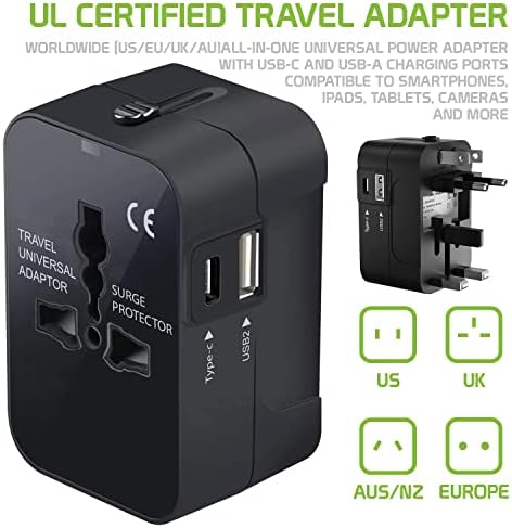 Utazási USB Plus Nemzetközi Adapter Kompatibilis BLU Studio C HD Világszerte Teljesítmény, 3 USB-Eszközök c típus, USB-A