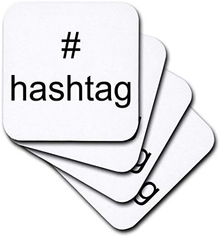 3dRose CST_192440_2 Hashtag, Fekete Hashtag Szimbólum Fehér Háttér Puha Alátét, Szett (8)