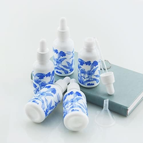 Wwolife 6 DB 1oz (30ml), Kék-Fehér Porcelán Kerámia Cseppentő Üveg Parfüm Aromaterápiás Kozmetikai Konténer Illóolajok Minta