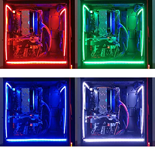 NEON RGB LED Szalag PC, 2 x 15.7 hüvelyk RGB LED Szalag a 12V 4-Pin RGB LED fejlécek, Kompatibilis: ASUS Aura RGB, MSI Misztikus