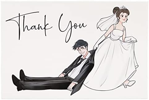 Iconikal Vicces Esküvői Köszönöm Megjegyzés Üdvözlő Kártyák Borítékok, Menyasszony Húzza Vőlegény, 30-Szám