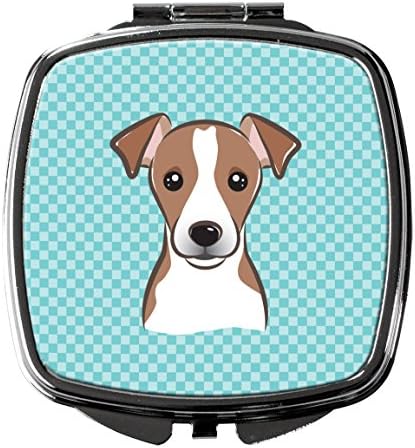 Caroline Kincsek BB1198SCM Pepita Kék Jack Russell Terrier Kompakt Tükör , Dekoratív Utazási Smink Tükör a Nők, Lányok Ajándékok