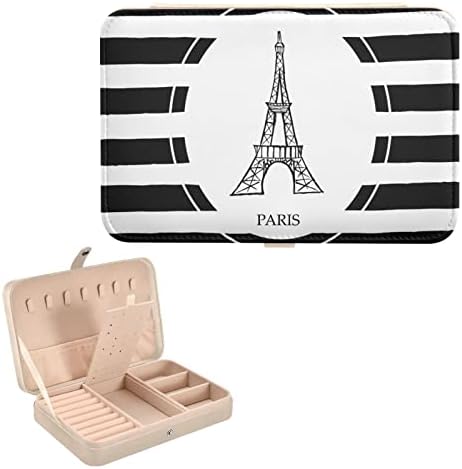 innewgogo Eiffel-Torony Csíkos Kis ékszerdoboz PU Bőr Ékszerek Szervező Utazási Koszorúslány ékszerdoboz a Nők, Lányok Ajándék