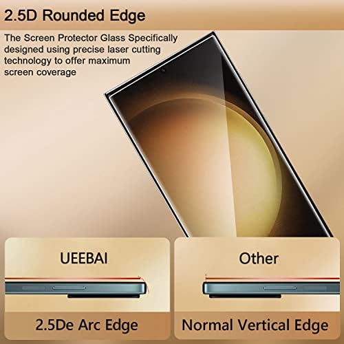 UEEBAI 2 Csomag képernyővédő fólia Samsung Galaxy S23 Ultra 5G, Edzett Üveg HD Tiszta Érzékelő Védelem Esetben, Barátságos,
