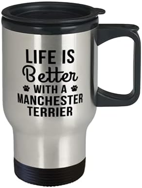 Vicces Manchester Terrier Utazási Bögre, Élet Jobb Egy Manchester Terrier, a Manchester Terrier Szerető 14oz Szigetelt Rozsdamentes