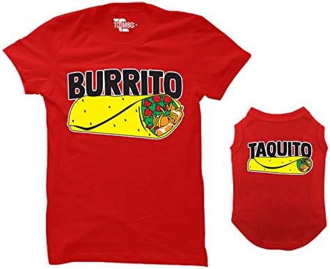 Burrito/Taquito Megfelelő Kutya Póló & Tulajdonosa Pólót (Piros-A Kis Mens/X-Nagy Kutya)