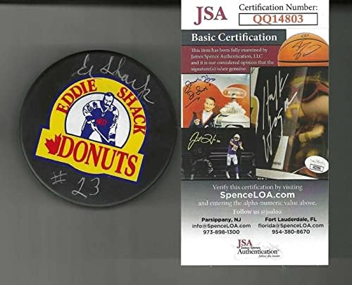 Eddie Kunyhó Aláírt Donut Shop Korong SZÖVETSÉG COA Toronto Maple Leafs - Dedikált NHL Korong