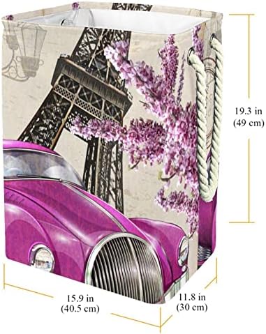 Inhomer Párizsi Eiffel-Torony Autó Nagy Szennyesben Vízálló, Összehajtható Szennyestartót Kosara, Ruházat, Játék Szervező,