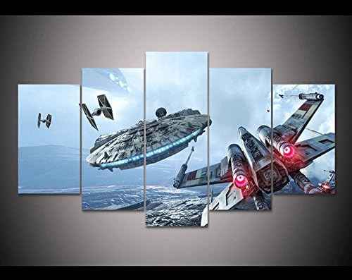 5DB Keretes Star Wars Millennium Falcon & X-Wing Vászon Ujjlenyomat - 5 Darab Vászon Star Wars Csata Alkotás, Vászon Wall