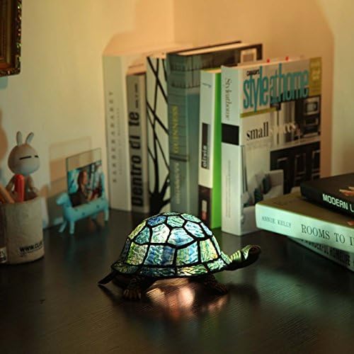 Bieye L10592 Teknős Tiffany Style ólomüveg Akcentussal asztali Lámpa Éjjeli Lámpa az ágy mellett, Nappali Állat Kisállat