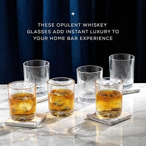JoyJolt Gatsby Whiskys Pohár Készlet 6 Texturált Whiskey Szemüveg Bar (10oz). Régi Kövek pohár Whisky, Whiskey-t, a Piát.