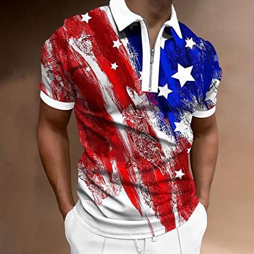 RUIRUILICO Mens Amerikai Zászlós Póló Hazafias július 4 Póló Nyári Laza Fit Rövid Ujjú Retro Golf Sport Polos