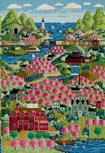 Művészeti Hímzés cseresznyevirág Hills Klasszikus Táj Hímzett Vászon által Anthony Kleem