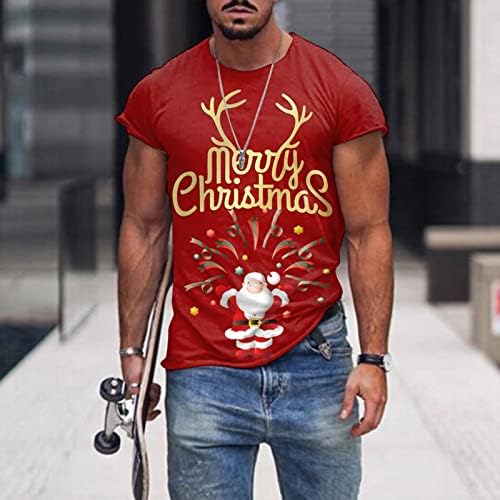 XZHDD Karácsonyi Katona Rövid Ujjú T-shirt Férfi, Karácsonyi Mikulás Nyomtatás Sleeve Tee Maximum Haza Fél Alkalmi Tshirt