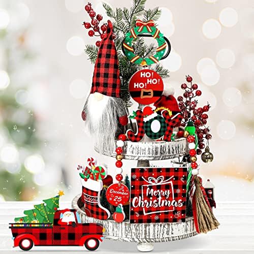 9 Db Karácsonyi Többszintű Tálca Dekoráció Csomag Parasztház Karácsonyi Fa Alá Dekoráció az Örömtől Boldog Karácsonyt Fa