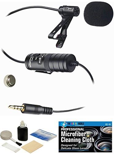 A Képalkotó Világ Külső Csiptetős Mikrofon, 3,5 mm-es, 20' Audio Kábel + Tartozék Csomag Kompatibilis Digitális FÉNYKÉPEZŐGÉP,
